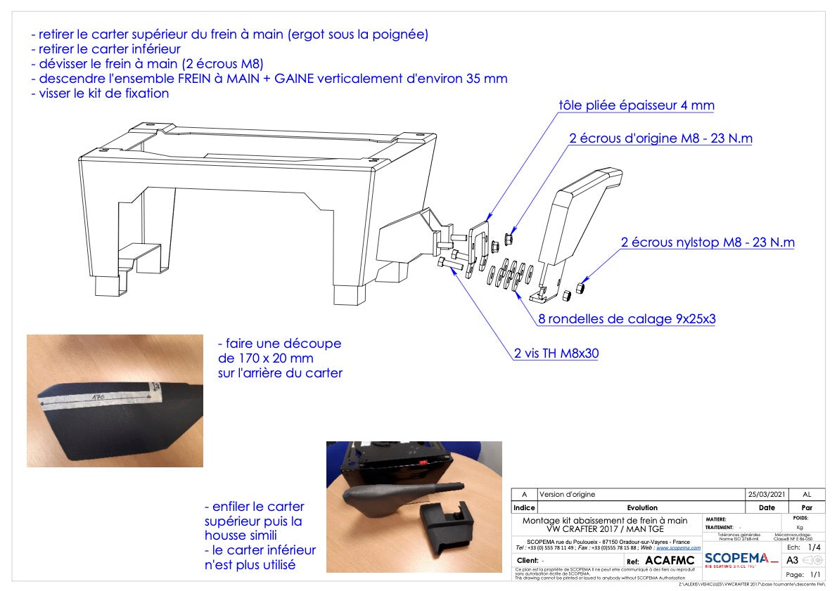 The RIB Scopema Hand Brake Adapter kit is for the VW Crafter 2017+ onwards - Drivers Seat Only.