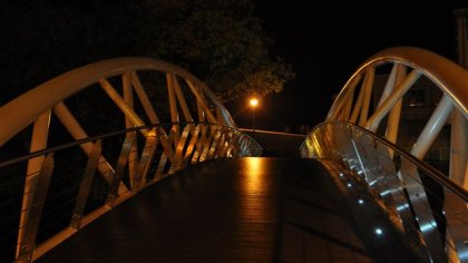 Ennis at night, find this bridge and you will eat well...